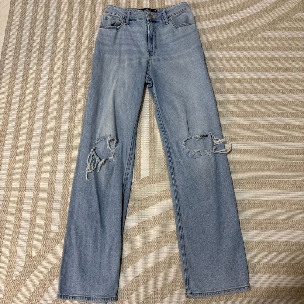 Hollister Vintage Stretch Light Wash Jeans 3R W26 L31 Ultra High Rise Dad Jeans